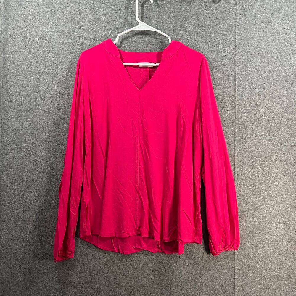 Peace Love World Gathered Sleeve Woven Blouse Power Pink, Medium